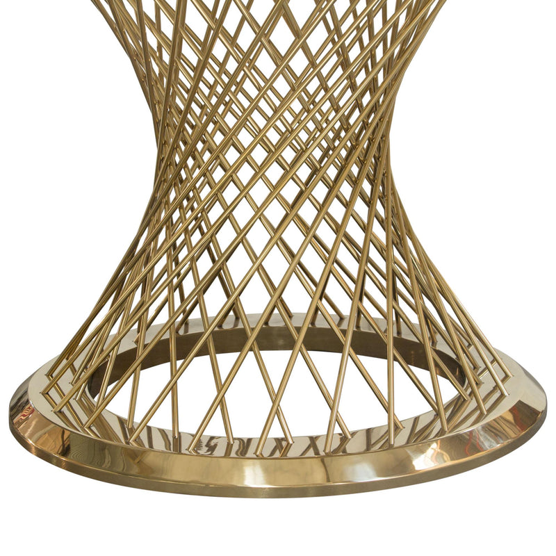 Solstice 60" Round Dining Table with Genuine Marble Top and Polished Gold Spiral Spoked Base by Diamond Sofa - R&R Furniture Gallery (Fountain Valley, CA)