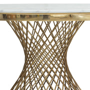 Solstice 60" Round Dining Table with Genuine Marble Top and Polished Gold Spiral Spoked Base by Diamond Sofa - R&R Furniture Gallery (Fountain Valley, CA)