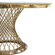 Solstice 60" Round Dining Table with Genuine Marble Top and Polished Gold Spiral Spoked Base by Diamond Sofa - R&R Furniture Gallery (Fountain Valley, CA)