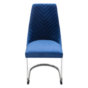 Vogue Set of (2) Dining Chairs in Navy Blue Velvet with Polished Silver Metal Base by Diamond Sofa - R&R Furniture Gallery (Fountain Valley, CA)