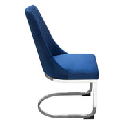 Vogue Set of (2) Dining Chairs in Navy Blue Velvet with Polished Silver Metal Base by Diamond Sofa - R&R Furniture Gallery (Fountain Valley, CA)