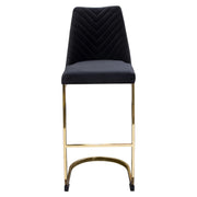 Vogue Set of (2) Bar Height Chairs in Black Velvet with Polished Gold Metal Base by Diamond Sofa - R&R Furniture Gallery (Fountain Valley, CA)