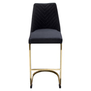 Vogue Set of (2) Bar Height Chairs in Black Velvet with Polished Gold Metal Base by Diamond Sofa - R&R Furniture Gallery (Fountain Valley, CA)