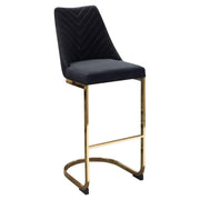 Vogue Set of (2) Bar Height Chairs in Black Velvet with Polished Gold Metal Base by Diamond Sofa - R&R Furniture Gallery (Fountain Valley, CA)