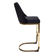 Vogue Set of (2) Bar Height Chairs in Black Velvet with Polished Gold Metal Base by Diamond Sofa - R&R Furniture Gallery (Fountain Valley, CA)