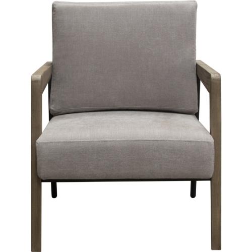 Blair Accent Chair in Grey Fabric with Curved Wood Leg Detail
