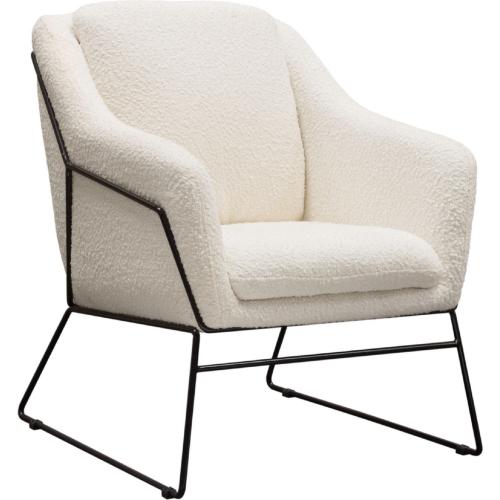 Bryce Accent Chair in Ivory Boucle wrapped in Black Powder Coated Metal Frame