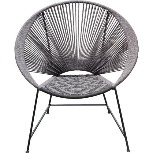 Pablo 2-Pack Accent Chairs in Black/Grey Rope w/ Black Metal Frame