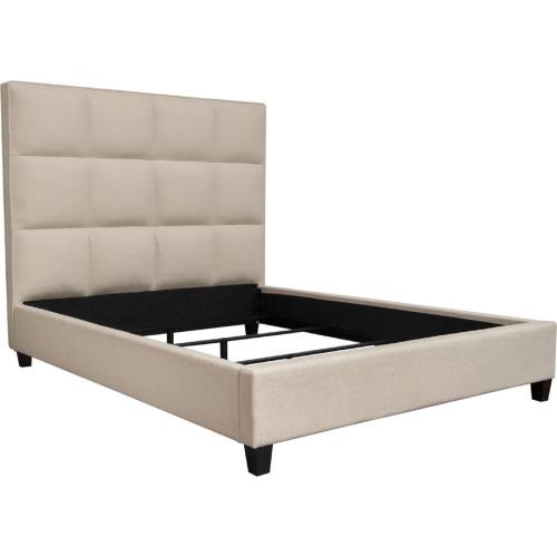 Devon Grid Tufted Eastern King Bed in Sand Fabric