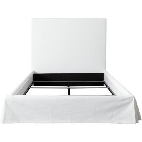 Savannah 58" Eastern King Slipcover Bed in White Linen Fabric