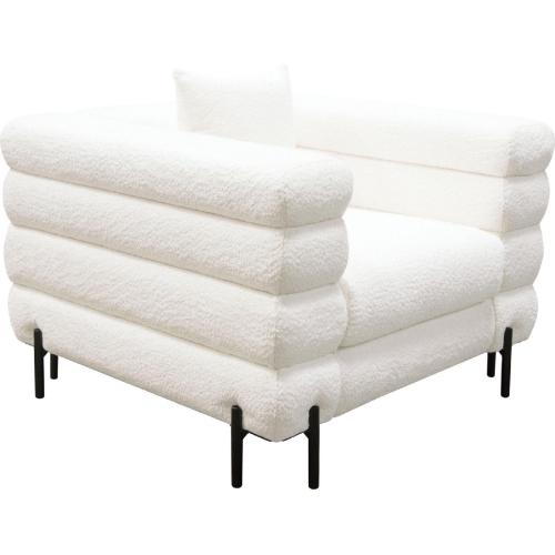 Vox Chair in Faux White Shearling w/ Black Powder Metal Legs