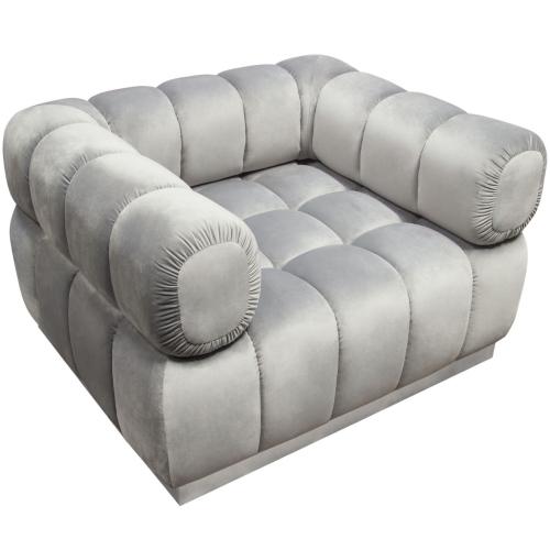 Image Low Profile Chair in Platinum Grey Velvet w/ Brushed Silver Base