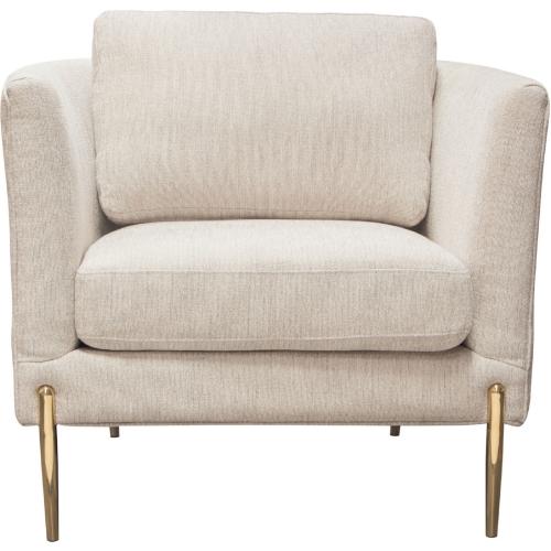 Lane Chair in Light Cream Fabric with Gold Metal Legs