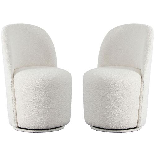 Kendall 2-Pack Dining/Accent Swivel Chair in Ivory Boucle Fabric
