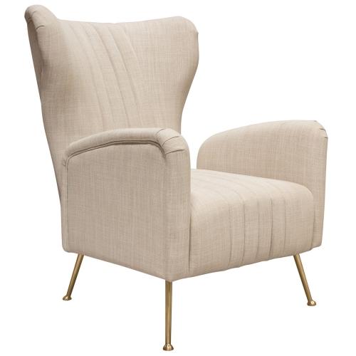 Ava Chair in Sand Linen Fabric w/ Gold Leg