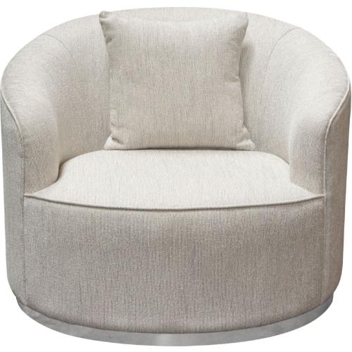Raven Chair in Light Cream Fabric w/ Brushed Silver Accent Trim
