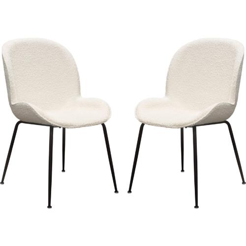 Session 2-Pack Dining Chair in Ivory Boucle w/ Black Powder Cosat Metal Leg