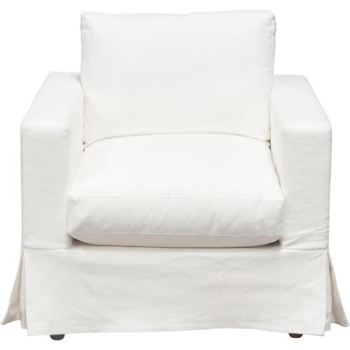 Savannah Slip-Cover Chair in White Natural Linen