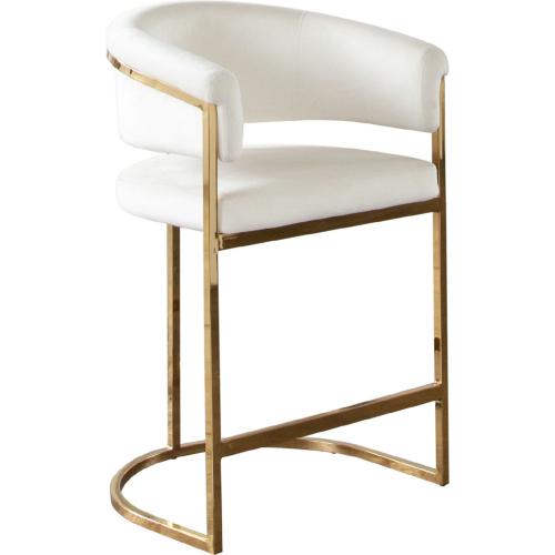 Solstice Counter Height Chair in Cream Velvet w/ Polished Gold Metal Frame