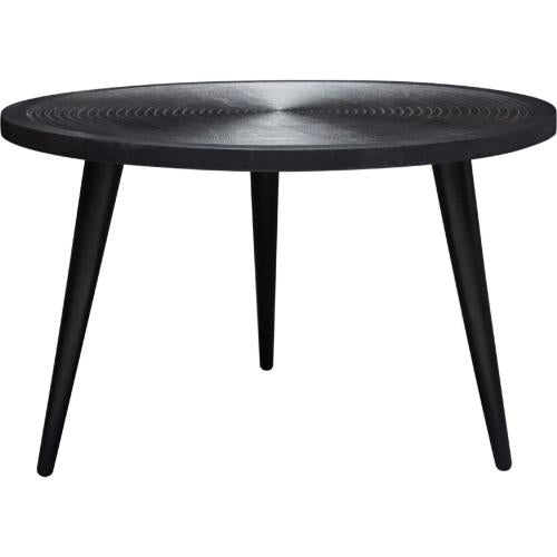 Vortex Round Cocktail Table in Solid Mango Wood Top in Black Finish & Iron Legs