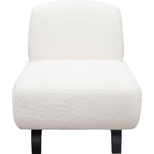 Vesper Armless Chair in Faux White Shearling w/ Black Wood Leg Base