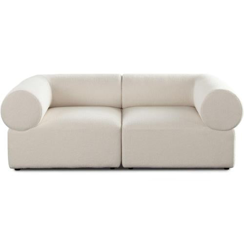 Zia 2PC Modular Sofa in Ivory Sherpa Fabric