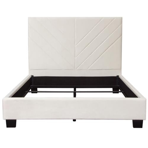 Vogue Eastern King Bed w/ 54" Headboard in Light Cream Velvet