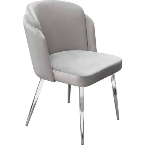 Grace Set of (2) Dining Chairs in Grey Velvet w/ Chrome Legs