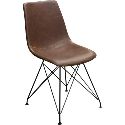 Theo Set of (4) Dining Chairs in Chocolate Leatherette w/ Black Metal Base