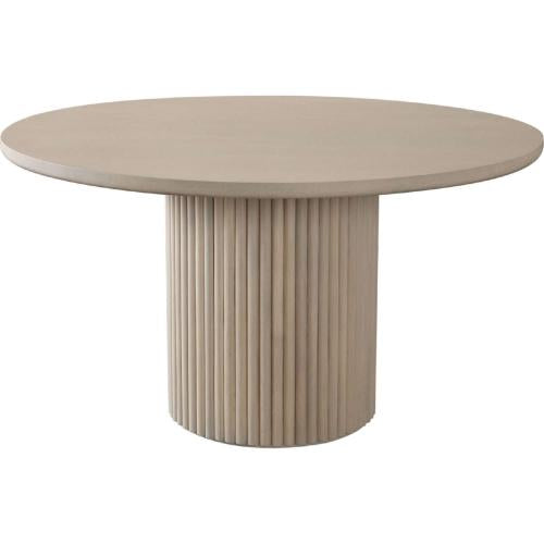 Siren 54" Round Wood Dining Table in Almond Finish w/ Fluted Pedestal Base