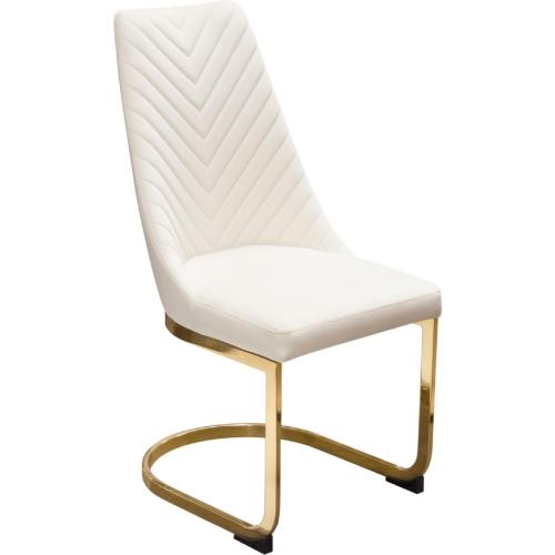 Vogue Set of (2) Dining Chairs in Cream Velvet with Polished Gold Metal Base