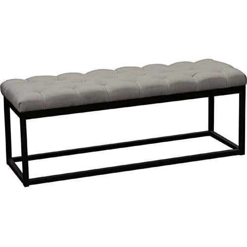Mateo Black Powder Coat Metal Small Linen Tufted Bench - Grey