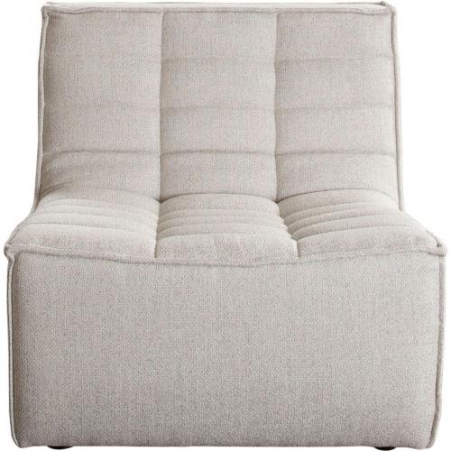 Marshall Scooped Seat Ottoman in Sand Fabric
