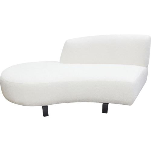 Vesper Curved Armless Left Chaise in Faux White Shearling w/ Black Wood Leg Base
