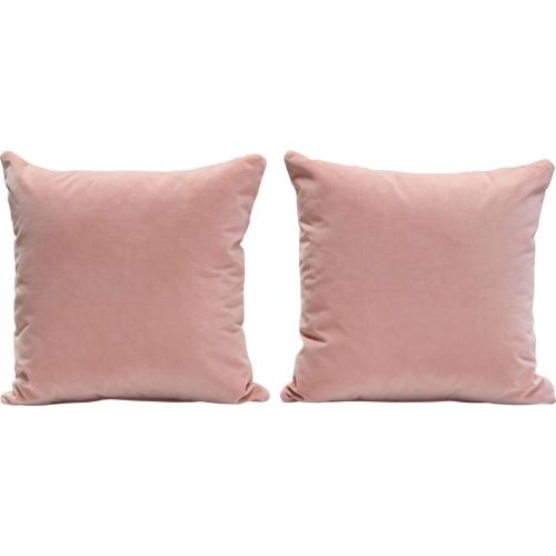 Set of (2) 16" Square Accent Pillows in Blush Pink Velvet
