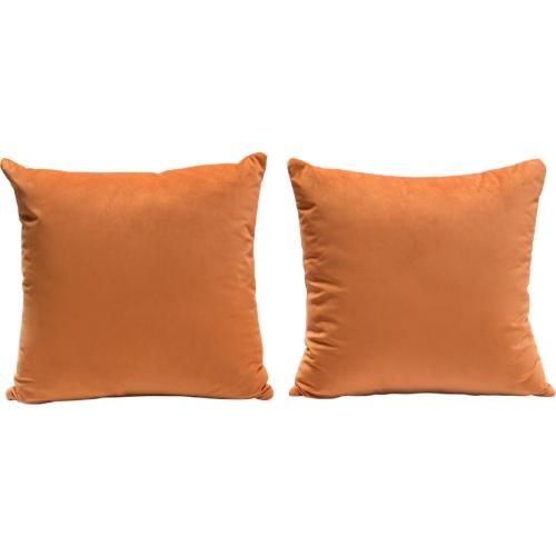 Set of (2) 16" Square Accent Pillows in Rust Orange Velvet