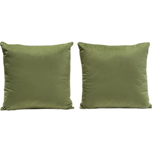 Set of (2) 16" Square Accent Pillows in Sage Green Velvet
