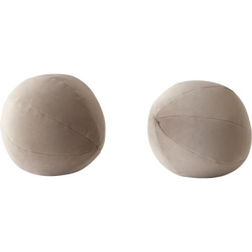 Set of (2) 10" Round Accent Pillows in Mink Tan Velvet