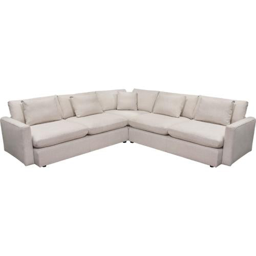Arcadia 3PC Corner Sectional w/ Feather Down Seating in Cream Fabric