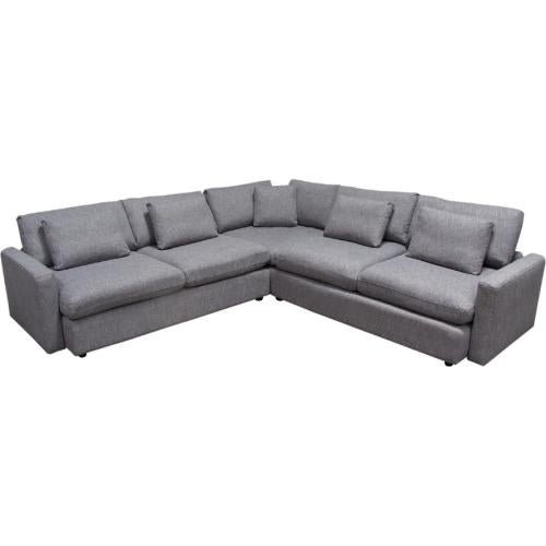 Arcadia 3PC Corner Sectional w/ Feather Down Seating in Grey Fabric