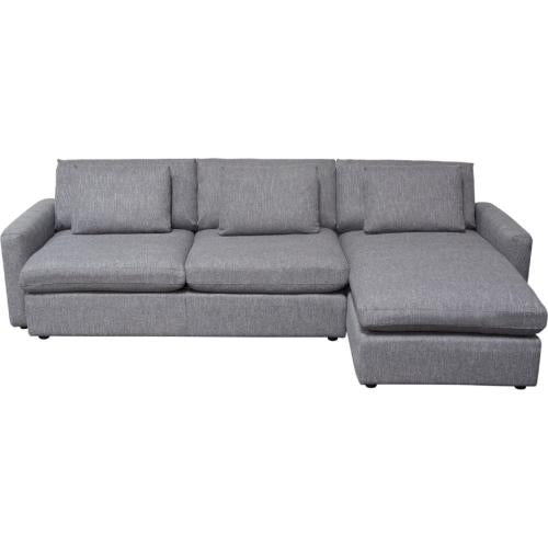 Arcadia 2PC Reversible Chaise Sectional w/ Feather Down Seating in Grey Fabric