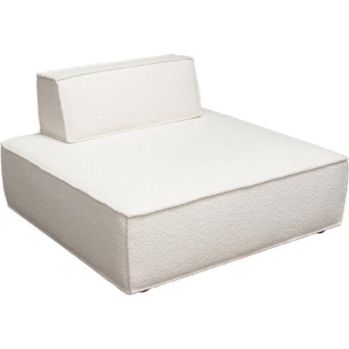 Cara Square Modular Lounger in Ivory Boucle Fabric w/ Moveable, Non-Skid Backrest