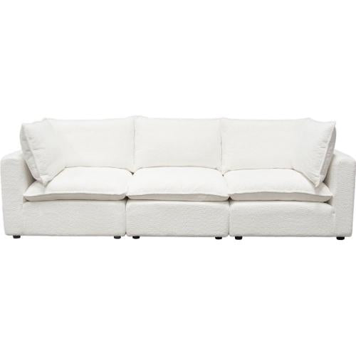 Ivy 3-Piece Modular Sofa in White Faux Shearling w/ Feather Down Seating