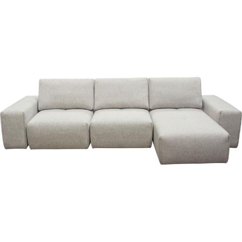 Jazz Modular 3-Seater Chaise Sectional with Adjustable Backrests in Light Brown Fabric