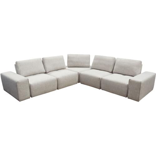 Jazz Modular 5-Seater Corner Sectional with Adjustable Backrests in Light Brown Fabric