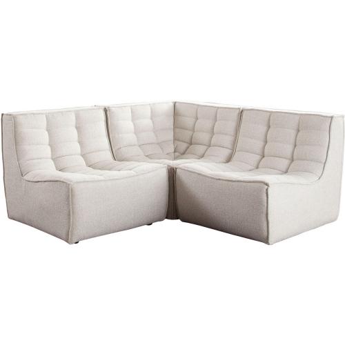 Marshall 3PC Corner Modular Sectional w/ Scooped Seat in Sand Fabric
