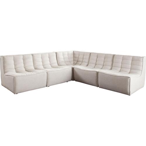 Marshall 5PC Corner Modular Sectional w/ Scooped Seat in Sand Fabric