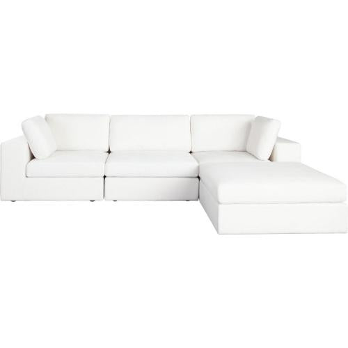 Muse 4PC Modular Reversible Chaise Sectional in Mist White Performance Fabric