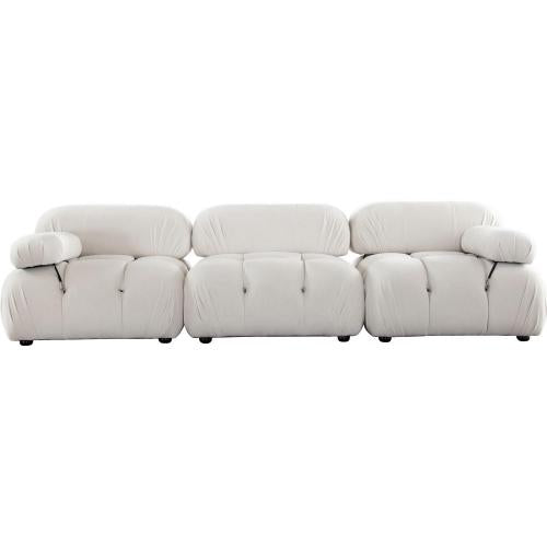 Paloma 3PC Modular 111 Inch Sofa in Light Cream Velvet
