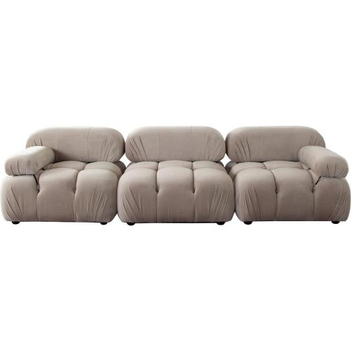 Paloma 3PC Modular 111 Inch Sofa in Mink Tan Velvet